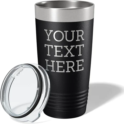 Miniatura 7 de Vaso de acero inoxidable aislado con tapa de 20 onzas (17 colores) personalizado con recubrimiento en polvo, grabado personalizado, nombre