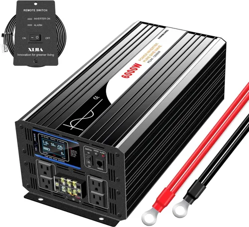 Miniatura 12 de Xijia Inversor de potencia de 1500 W, inversor de onda sinusoidal pura de 12 V a 120 V, convertidor solar de sobretensión de 3000 W para camión