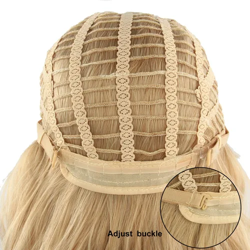 Miniatura 6 de Acecharming - Peluca larga de color rubio platino para mujer, con encanto sintético para fiesta, cosplay, peluca con gorra de peluca
