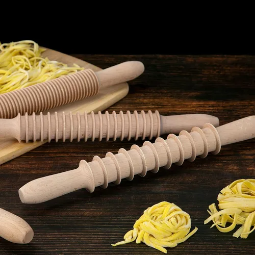Miniatura 7 de Cortador de pasta de madera de haya de 14 mm, rodillo de rejilla de fideos, cortador de masa, pincel de madera, cortador de espaguetis, herramienta