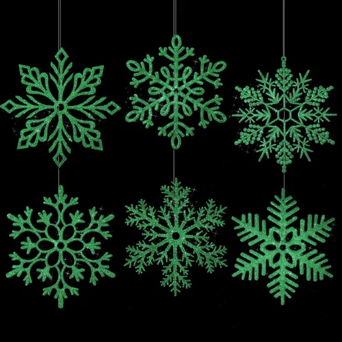 Miniatura 19 de Sratte 24 adornos de copo de nieve grandes de 16 pulgadas, copos de nieve colgantes decorativos con purpurina gigante, 6 diseños de adornos