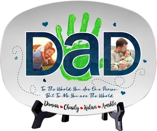 Miniatura 17 de Plato personalizado para asar para papá con nombres de niños, arte infantil, placa de servicio de impresión de mano para la familia, placa de Plato