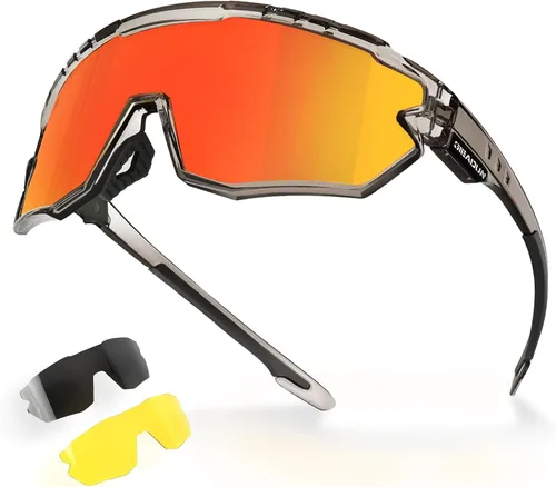 Gafas de sol polarizadas, gafas de ciclismo para adultos y jóvenes, hombres y mujeres, gafas de protección para béisbol Gris (Transparent Gray)