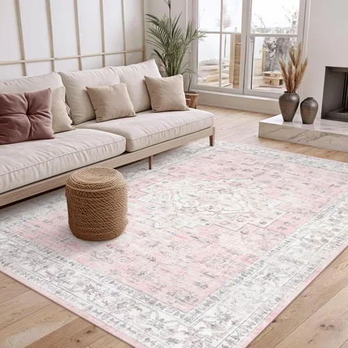 Miniatura 25 de LIVEBOX Alfombra lavable de 5 x 7 pies, para sala de estar, dormitorio, antideslizante, estilo bohemio, para interiores, para comedor, oficina