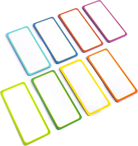 Availey - 32 unidades (4 x 1.8 pulgadas) – Etiquetas magnéticas de borrado en seco con borde de color – Tiras reutilizables para aula, hogar, Borde