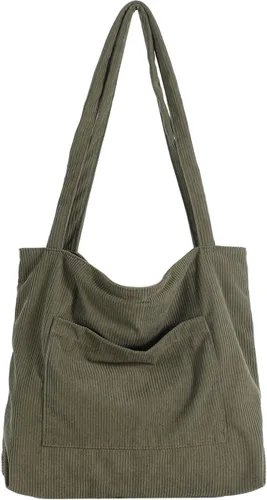 WantGor Bolso de mano de pana para mujer, bolso de hombro grande, bolso casual de gran capacidad para compras, trabajo