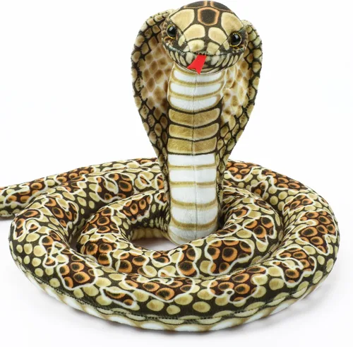 Romart Animales de peluche de serpiente Cobra de 67 pulgadas, gran juguete de peluche realista de Cobra, animales de peluche gigantes y realistas de