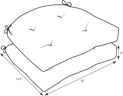 Miniatura 7 de Pillow Perfect Cojín de asiento de mimbre copetudo para interiores y exteriores con lazos, 2 unidades, 15.5 x 16 pulgadas, juego de pompones