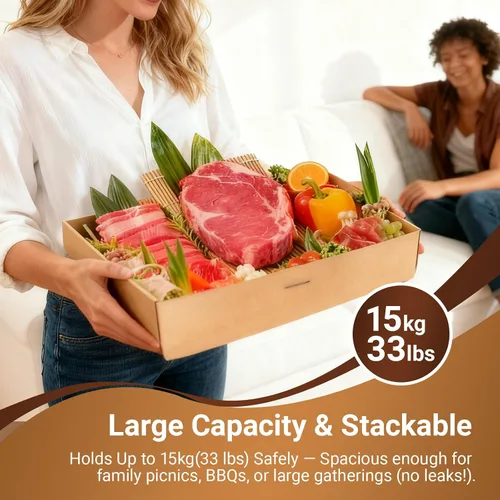 Miniatura 3 de Caja de cartón desechable extra grande para repostería, paquete de 5 unidades, caja fuerte con tapa para 8-10 personas que vayan, tabla