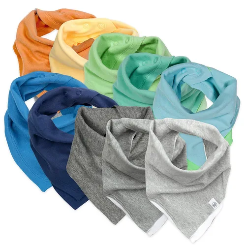 HonestBaby Paquete de 10 baberos tipo bandana de algodón orgánico, paquete de 10 unidades, talla única, Paquete de 10 Rainbow Boy