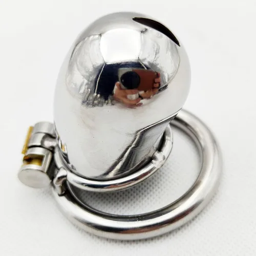 Miniatura 2 de Jaula de castidad de metal de acero inoxidable, dispositivo de castidad masculina, jaula de polla, juguetes sexuales para hombres con bloqueo