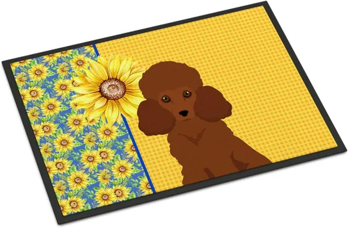 Miniatura 238 de Caroline's Treasures WDK5313MAT Airedale Terrier - Tapete para puerta delantera de 18 x 27 pulgadas, diseño de girasoles de verano, para entrada