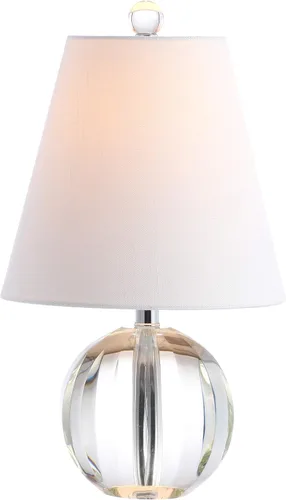 Miniatura 9 de JONATHAN Y Lámpara de mesa LED de bola de cristal transparente/azul marino de 16 pulgadas, lámpara de noche moderna blanca, con pantalla imperio
