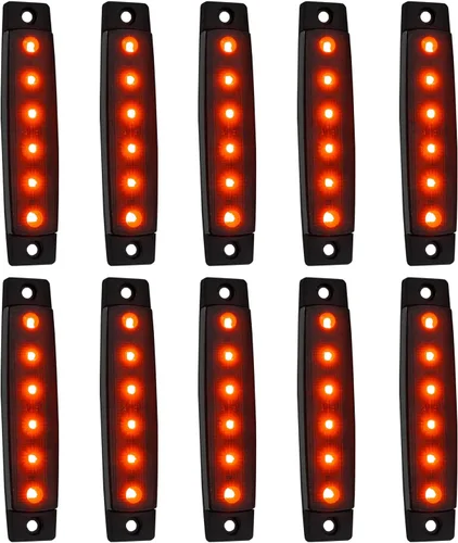 Miniatura 16 de Paquete de 10 Luces Laterales Marcadoras de Remolque DC 12V Verde Ahumado 3.8" 6 LED Barra de Luz de Gálibo Tira de Luz Indicadora de Señal