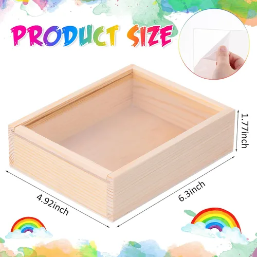 Miniatura 2 de Thyle 12 cajas de madera sin terminar de 4.9 x 6.3 pulgadas con tapas acrílicas, pequeñas cajas de madera de sombra sin terminar, regalo