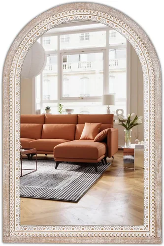 Miniatura 14 de Reflinto Espejos redondos de madera boho de 24 pulgadas para decoración de pared, espejo circular decorativo rústico para baño, sobre fregadero