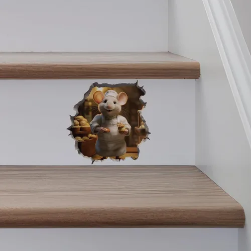 Miniatura 5 de Calcomanía de pared 3D con agujero de ratón Baker Mouse Hole