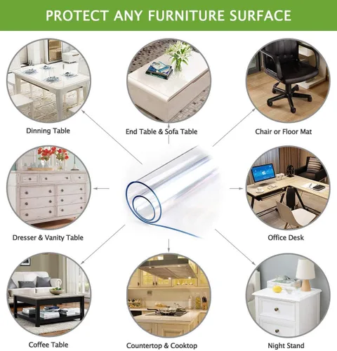 Miniatura 4 de Protección de mesa transparente de 24" x 36" de plástico, mantel de vinilo impermeable lavable, PVC para mesas de madera rectangulares, mesa
