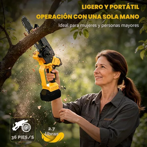 Miniatura 5 de Mini motosierra inalámbrica compatible con batería Dewalt de 20 V máximo, motosierra eléctrica pequeña de 6 y 8 pulgadas, sin escobillas, engrasador