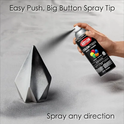 Miniatura 4 de Krylon - Pintura y primer en aerosol COLORmaxx K05505007, para uso en interiores y exteriores, 12 onzas, paquete de 2, negro brillante