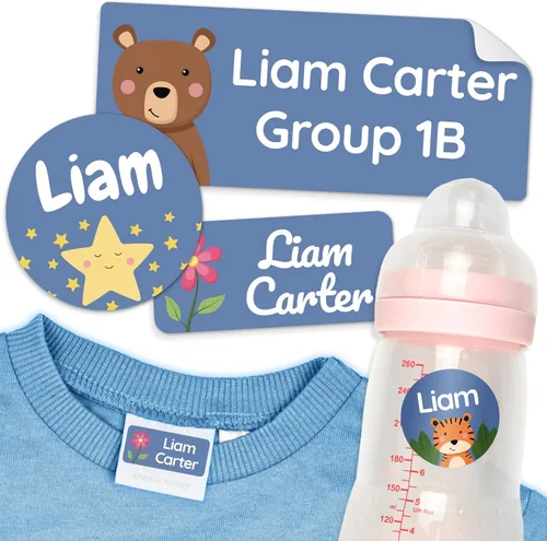 Miniatura 16 de Etiquetas de nombre personalizadas para la guardería para niños verdes [50 piezas] - Adhesivos de nombre resistentes al agua para la escuela