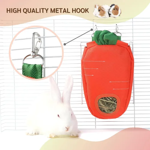 Miniatura 7 de JanYoo Dispensadores de comida para conejos, bolsa de alimentador de heno para conejillos de indias, accesorios de almacenamiento, capacidad