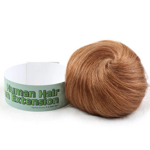 Miniatura 11 de Bella Hair Extensión de moño 100% humano en forma de dona, extensiones de moño para mujeres y hombres, coleteros falsos instantáneos