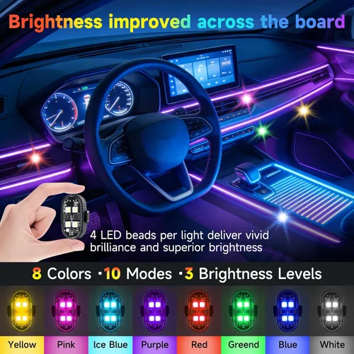 Miniatura 2 de 10 luces estroboscópicas LED inalámbricas de 4 LED con control remoto, 8 colores de alto brillo USB-C, recargable, impermeable, anticolisión, luces