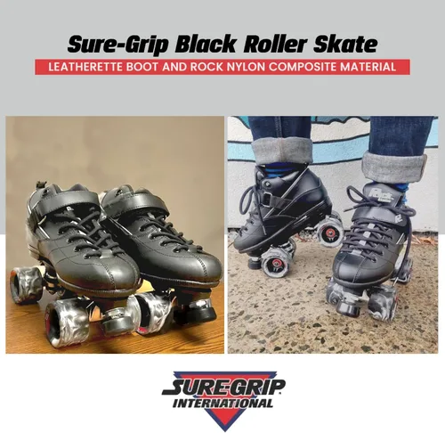 Miniatura 3 de Sure Grip Rock GT50 Negro Elegantes Patines de Interior para Hombres y Mujeres con Compuesto de Nylon, Ruedas de 62mm en Espiral y Rodamientos ABEC-5