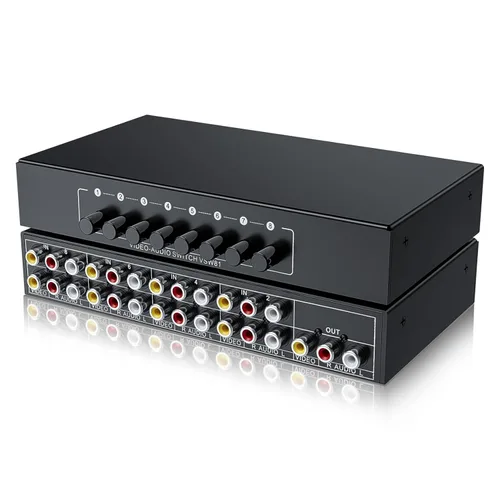 Miniatura 8 de BolAAzuL - Interruptor RCA 2 en 1 salida, selector conmutador de vídeo compuesto L/R, audio, caja 2X1, BolAAzuL interruptor RCA de 2 vías - caja