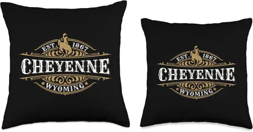 Miniatura 3 de KAEDAM Graphic Art: Cheyenne Wyoming Gifts Cheyenne Wyoming - Almohada de recuerdo con diseño de vaquero occidental, 16 x 16 pulgadas, multicolor