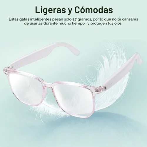Miniatura 7 de Lentes inteligentes para mujer, lentes filtrantes de luz azul, Bluetooth 5.3, audio y micrófono, tacto inteligente, sonido claro de oído abierto