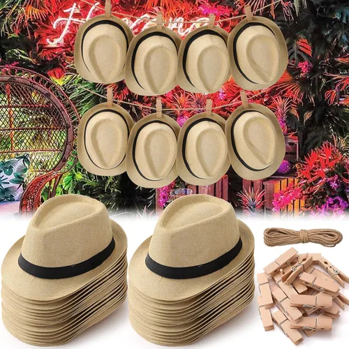 Miniatura 2 de Skicuff - Paquete de 16 sombreros cubanos a granel, sombreros de Fedora, banderines de noche de La Habana, decoración de fiesta de cumpleaños