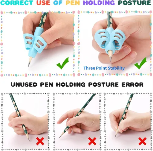 Miniatura 4 de KIGEAPUEL 20 piezas de empuñaduras para lápices para niños, entrenamiento ergonómico de la escritura, soporte para lápices, herramienta de escritura