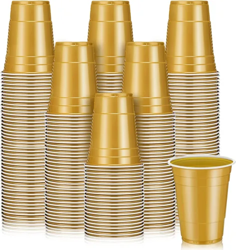 Miniatura 19 de Lounsweer 100 vasos desechables de graduación de 16 onzas para fiesta, vasos de plástico resistentes para agua potable, para cumpleaños, baby Rosa