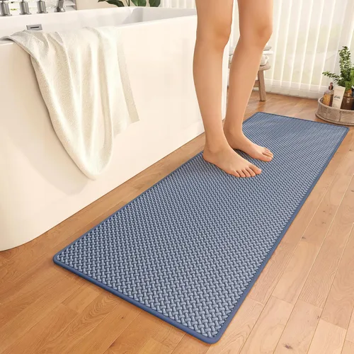 Miniatura 10 de YDKGL Alfombras de baño antideslizantes, superabsorbentes, de secado rápido, para baño, textura de tejido de espuma, alfombras de baño delgadas