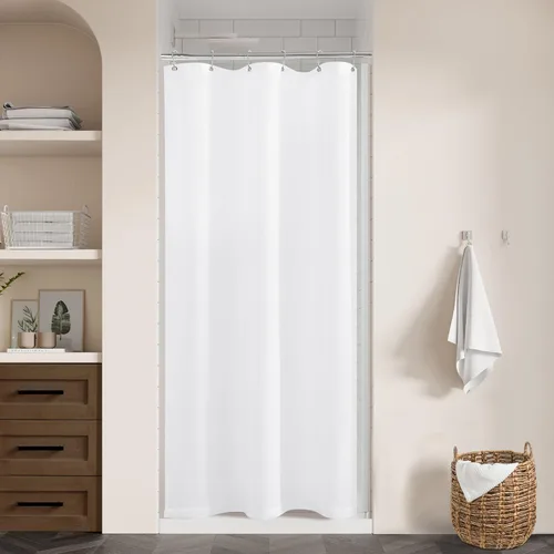 Miniatura 17 de Cortina de ducha de lino de avena 36x72 para cabina de ducha, cortinas neutras grisáceas beige de lino para baño, decoración bohemia de baño