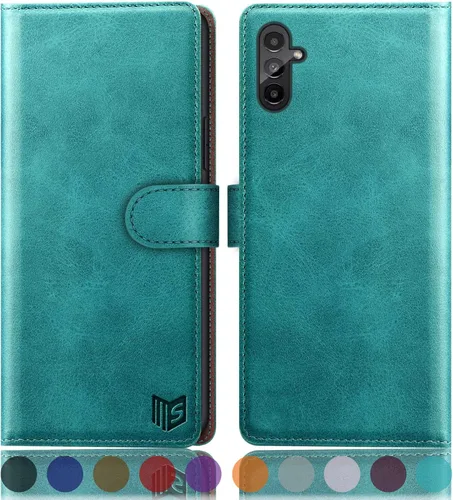 Miniatura 8 de SUANPOT Funda tipo cartera para Samsung Galaxy A13 5G con bloqueo RFID, tarjetero de crédito, funda protectora de piel sintética con tapa para Negro