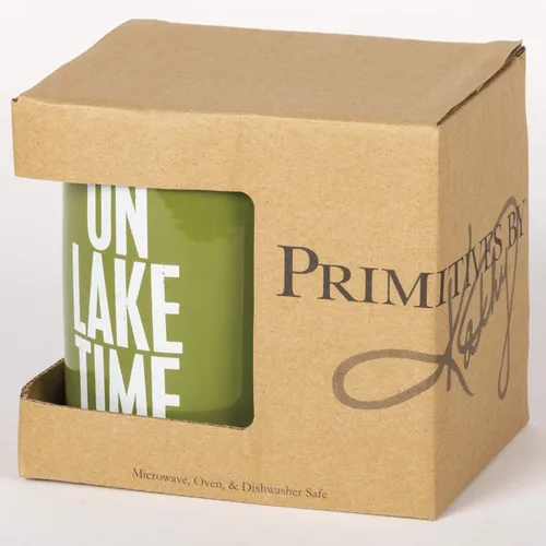 Miniatura 4 de Primitives by Kathy 21675 Taza de café de gres verde, 20 onzas, Lake Time