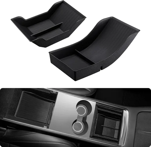 Miniatura 10 de BASENOR Bandeja Organizadora de Consola Central Inferior Tesla Model S Model X 2022-2026, Compartimento de Inserción Debajo del Portavasos