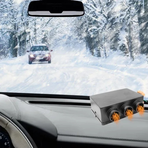 Miniatura 7 de Calentador de coche de 12 V, 50 W, portátil, ventilador descongelador, 3 puertos, descongelador, descongelador, calentador de ventilador de coche
