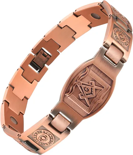 Miniatura 8 de Juego de pulsera magnética y anillo para hombre, 99.99% de cobre puro, diseño de cruz ajustable y nudo celta, regalo para papá