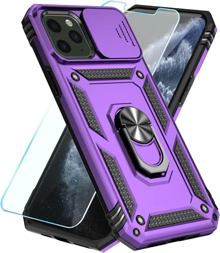 Miniatura 14 de SunStory Funda compatible con iPhone 11 Pro Max con protector de pantalla HD, cubierta de cámara deslizante y soporte de anillo giratorio