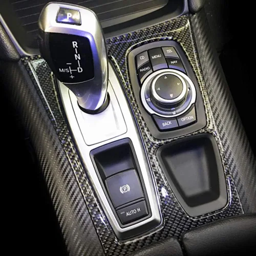 Miniatura 5 de Thor-Ind Cubierta de panel de caja de engranajes de fibra de carbono para BMW X5 E70 (08-13) X6 E71 (09-14) consola central de cambio de marchas