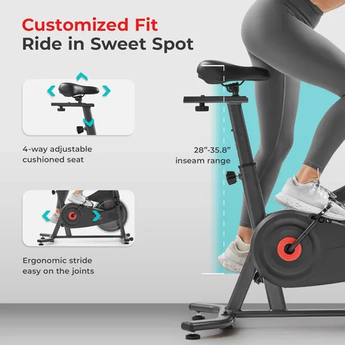 Miniatura 5 de Sunny Health & Fitness Smart Magnetic Indoor Cycling Bike, Stationary Exercise Cardio Equipment, Free SunnyFit Training App