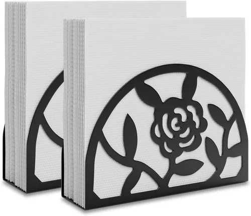 Miniatura 12 de Servilletero para mesa, dispensador de servilletas plano con brazo pesado, soporte cuadrado de papel de cóctel de elegante hierro rústico