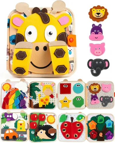Miniatura 14 de Tablero de actividades para niños de 1 año, libro ocupado para niños de 1 a 3 años, juguetes Montessori para niños de 1 año, actividades sensoriales