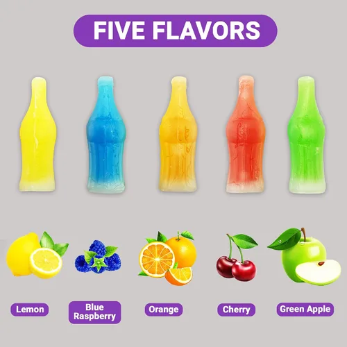 Miniatura 4 de Dulces de Botellas de Cera con Bebidas, Bolsa de 1/2 (media) Libra - Botellas de Dulce de Cera Retro, Rellenas de Líquido - Dulce Nip de Jugo
