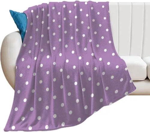 Miniatura 12 de Manta de felpa de lunares blanco aguamarina, suave y acogedora, manta de franela para todas las estaciones, para sofá, cama, 40 x 50 pulgadas
