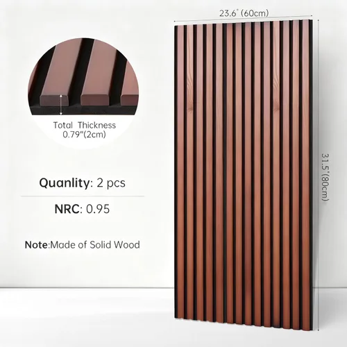 Miniatura 2 de NAVREX 2 paneles acústicos de listones de madera maciza para pared y techo, panel de pared acanalado 3D resistente al fuego que absorbe el sonido